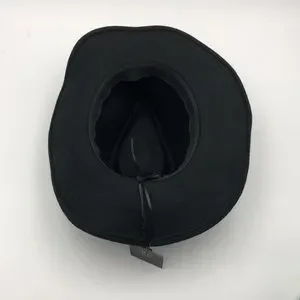 House of Harlow 1960 Black Wool Western Hat Studded Leather Band Fedora Rockmount Black Wool Felt Indiana Jones Hat with Faux  main image 3